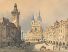 Franz Simm – Prag, Blick auf die Teynkirche und den Altstädter Ring