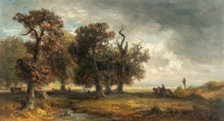 Eduard Schleich D. Ä. – Baumbestandene Landschaft mit aufziehendem Wetter