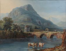 Carl Ludwig Hackert – Flusslandschaft mit Rinderherde bei Conaigliana