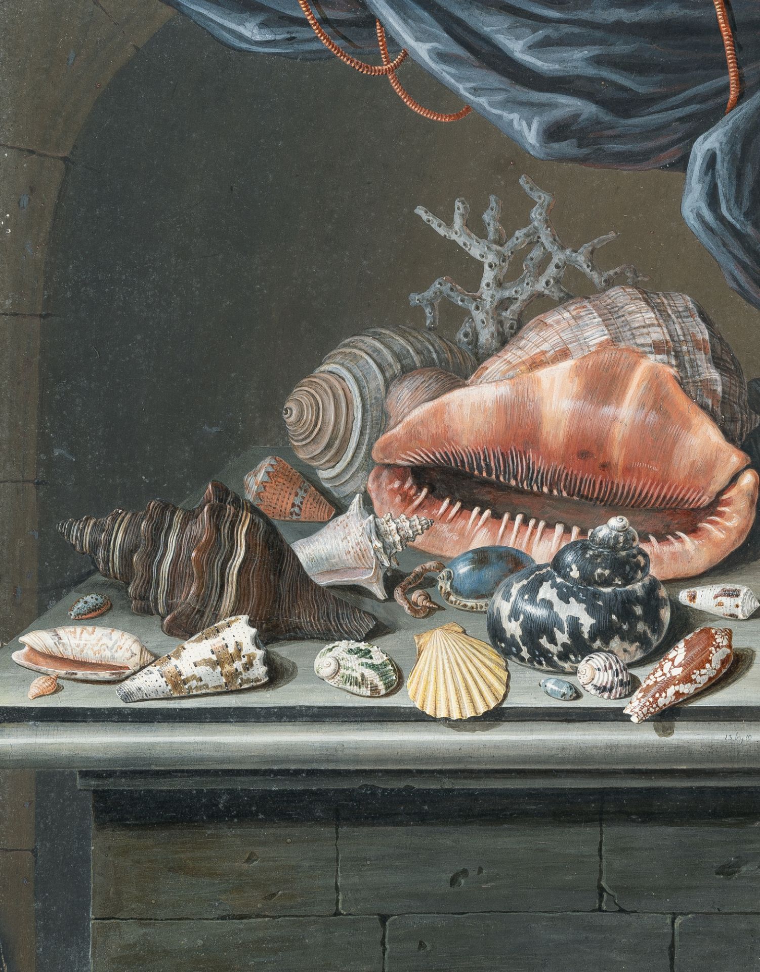 Antoine Berjon (Zugeschrieben) – Stillleben mit Muscheln, Korallen und Schneckenhäusern
