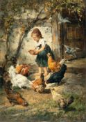 Antonio Montemezzo – Kleines Mädchen auf dem Hühnerhof