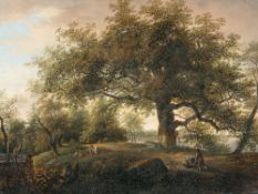 Johann Christian Klengel – Baumbestandener Weg am Seeufer mit Hirtenjungen