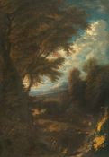 Cornelis Oder Jan Baptist Huysmans (Zugeschrieben) – Bewaldete Berglandschaft mit Reisenden und Vieh