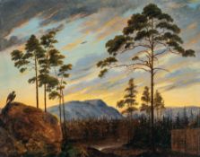 Gustav Adolph Kadersch (Zugeschrieben) – Blick auf das Riesengebirge bei Sonnenuntergang