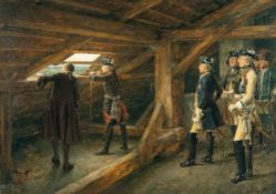 Carl Seiler – Friedrich der Große beobachtet durch eine Dachluke den Anmarsch der französischen Arme