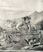 Giovanni Domenico Tiepolo – Spielende Hunde in einer Landschaft