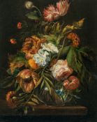 Elias van den Broeck – Blumenstrauß in einer bauchigen Glasvase