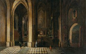Pieter Neefs D.Ä. – Blick in das Innere einer gotischen Kathedrale mit Figurenstaffage