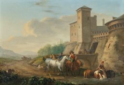 Johann Georg Pforr – Pferdeschwemme vor einer Burg