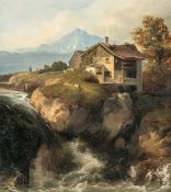 Carl Rottmann – Flusslandschaft mit Bauernhaus bei Garmisch-Partenkirchen