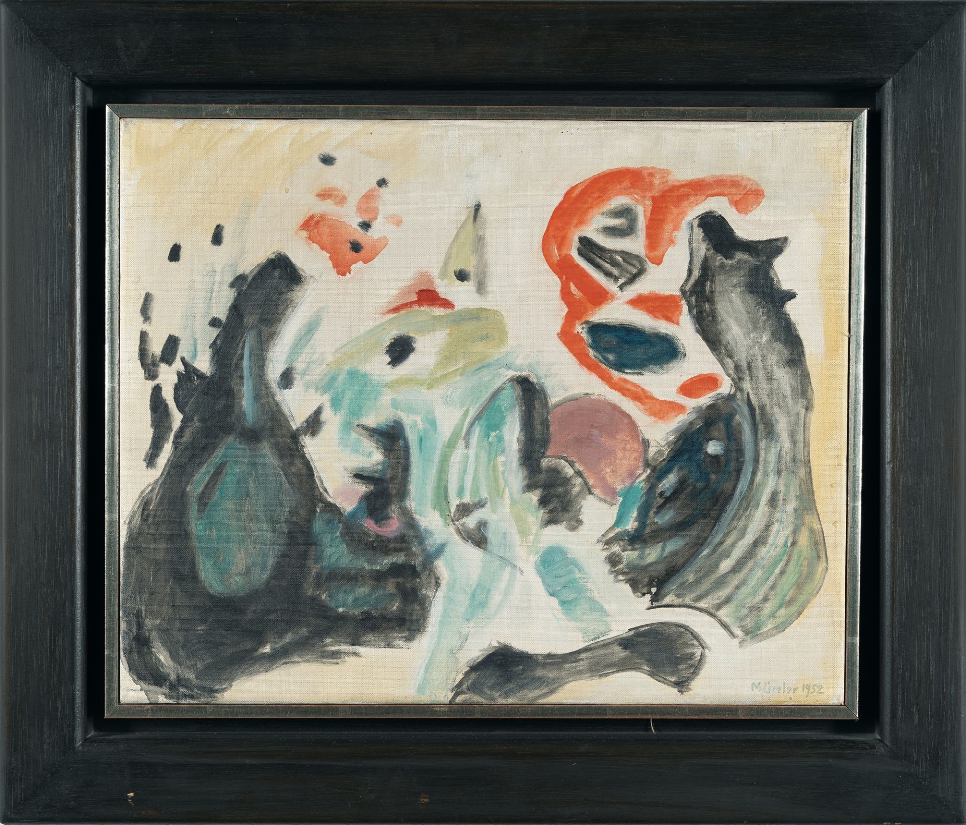 Gabriele Münter (1877 Berlin - Murnau 1962), “Black split in two”Oil on canvas. 1952. Ca. 33 x 41 - Image 4 of 4