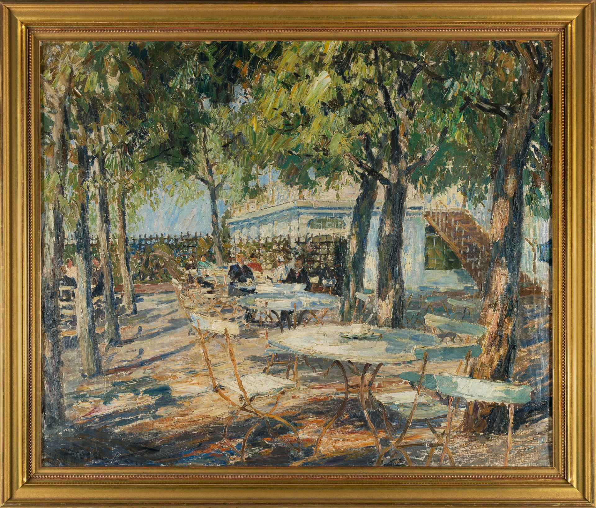 Otto Eduard Pippel (1878 Lódz - Planegg 1960), Restaurant with a pavillionOil on canvas. Ca. 80 x - Image 4 of 4