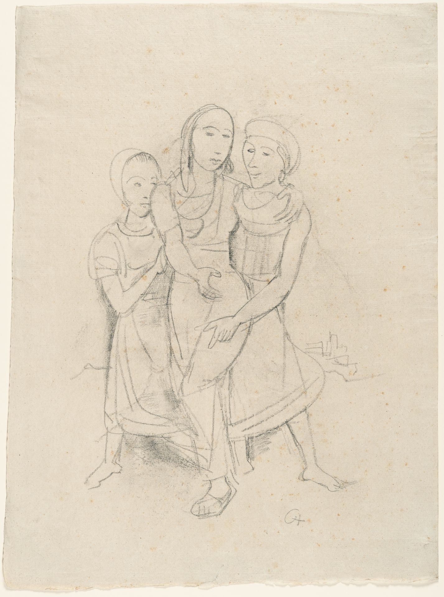 Karl Hofer (1878 Karlsruhe - Berlin 1955), Three girlsPencil on pale grey Maillol Kessler laid - Image 2 of 4