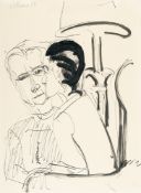 Ernst Ludwig Kirchner (1880 Aschaffenburg - Frauenkirch/Davos 1938) – Gespräch unter der Lampe (Conv