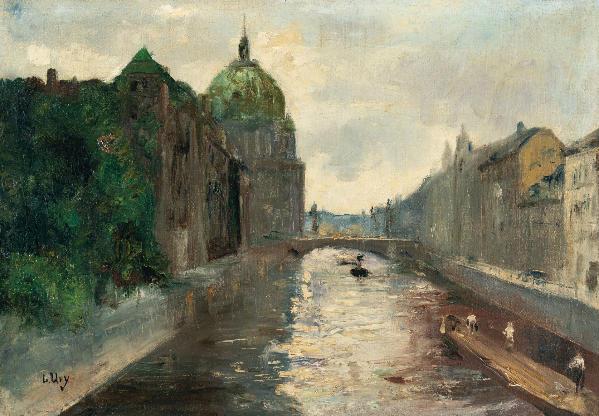 Lesser Ury (1861 Birnbaum/Posen - Berlin 1931), Berlin cathedral and city palace on the river Spree,