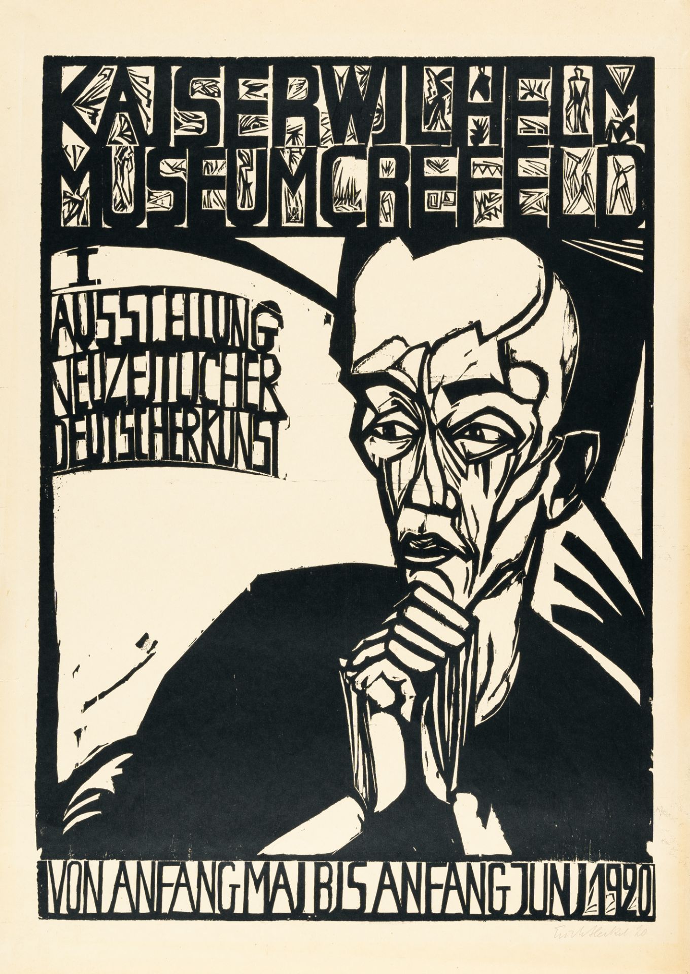 Erich Heckel (1883 Döbeln/Sachsen - Radolfzell 1970) – Plakat der „1. Ausstellung Neuzeitlicher Deut