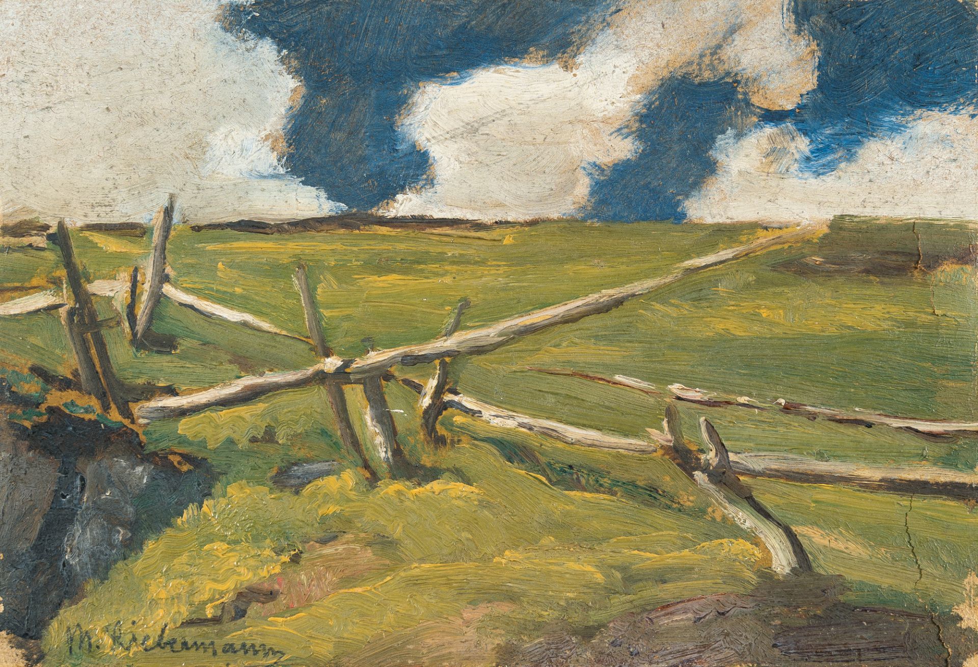Max Liebermann (1847 - Berlin - 1935) – Tiroler Landschaft mit Zaun (Tyrolean landscape with fence)
