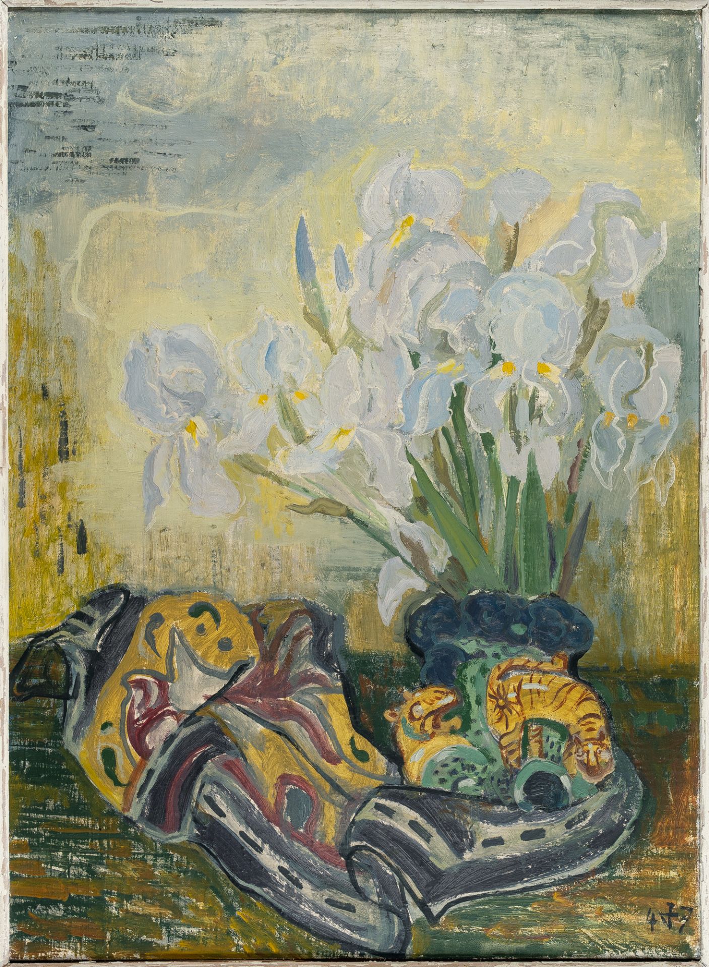 Otto Dix (1891 Untermhaus bei Gera - Singen 1969), White iris with a clothOil on canvas covered - Image 2 of 4