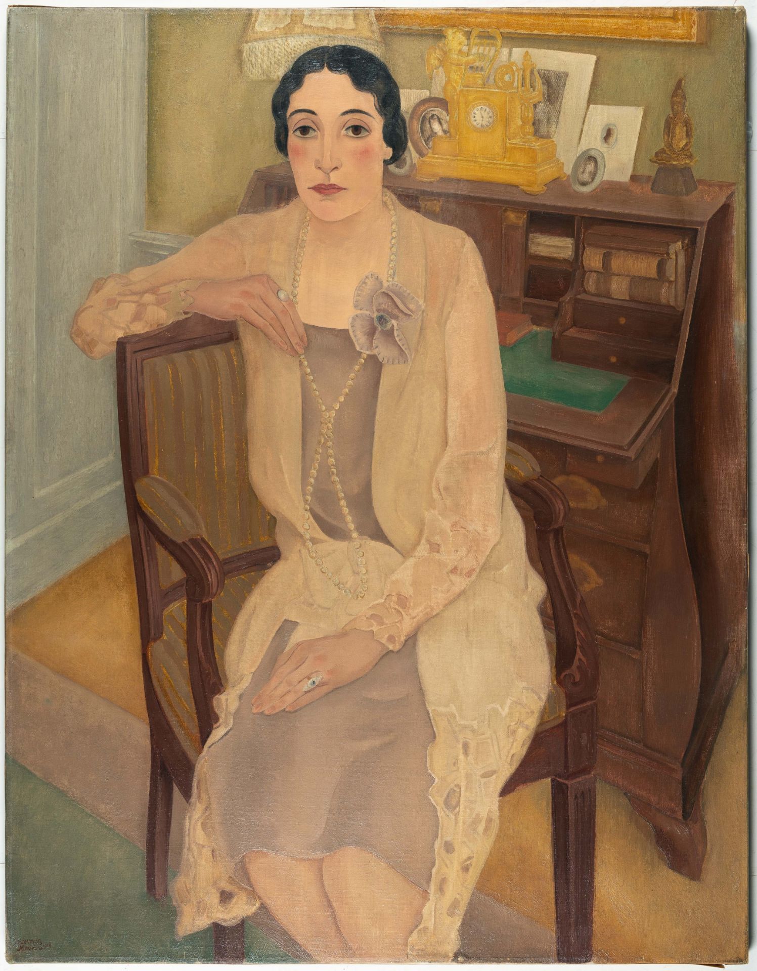 Harmen Hermanus Meurs (1891 Wageningen - Ermelo 1964), Portrait of a lady (S.v.G.)Oil on canvas. - Image 2 of 4