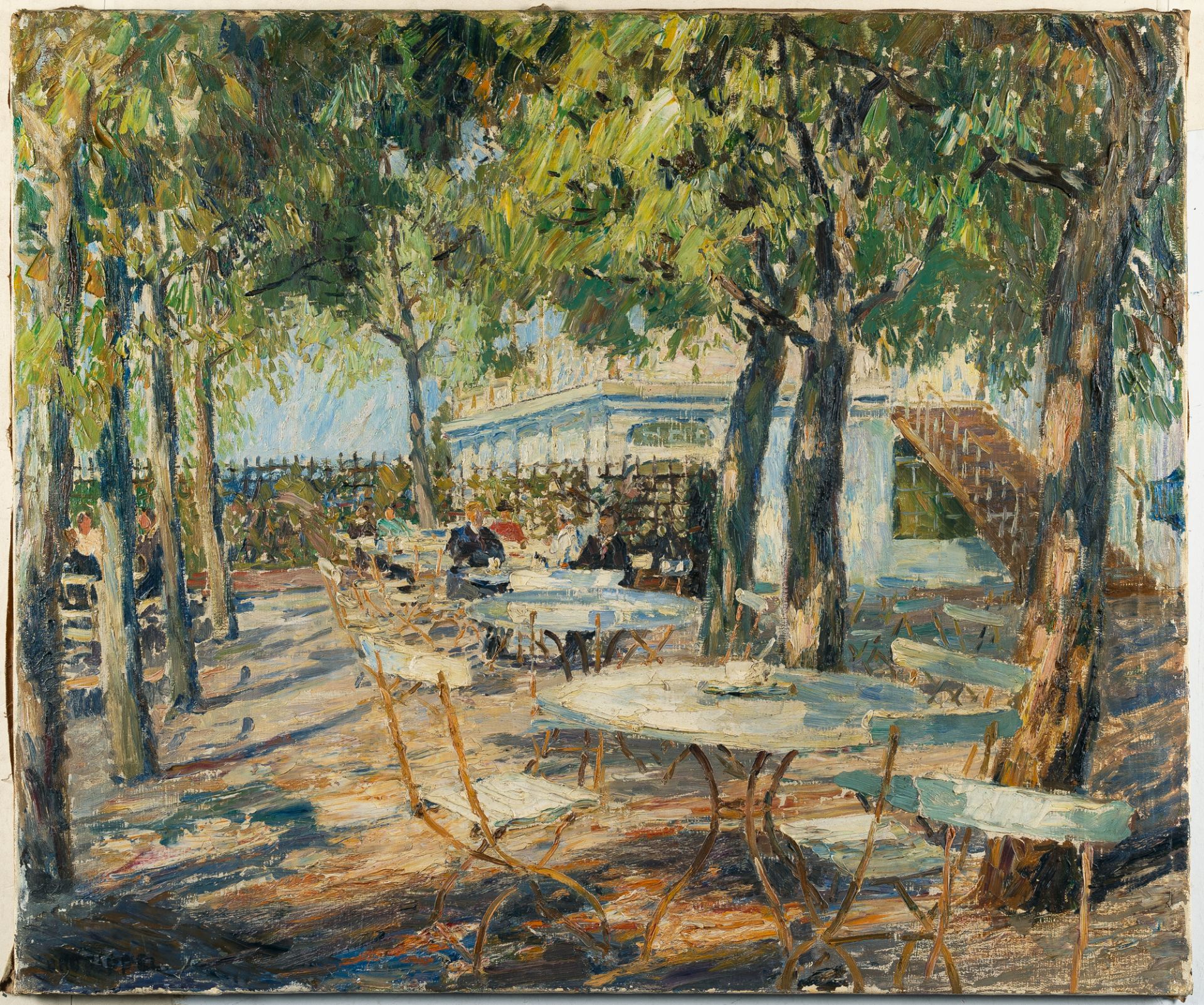 Otto Eduard Pippel (1878 Lódz - Planegg 1960), Restaurant with a pavillionOil on canvas. Ca. 80 x - Image 2 of 4
