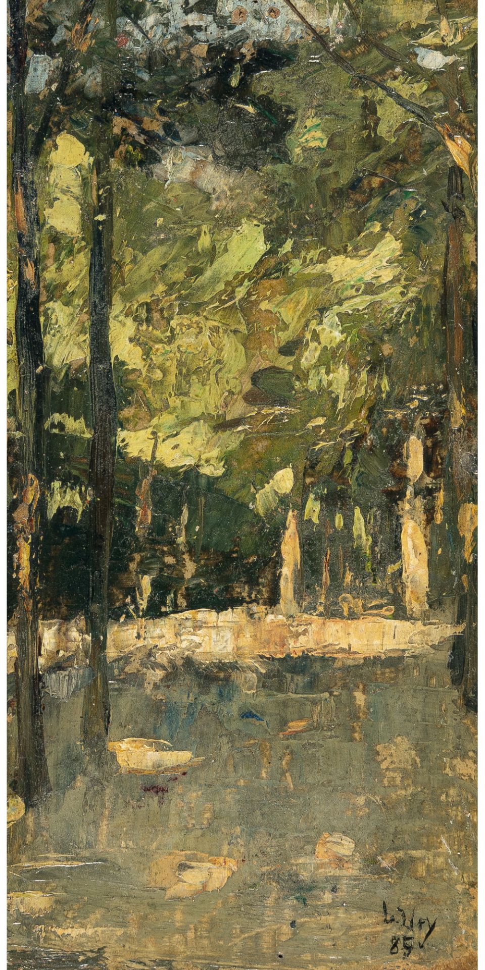 Lesser Ury (1861 Birnbaum/Posen - Berlin 1931), Forest interiorOil on cardboard. (18)85. Ca. 17.5 - Image 2 of 5