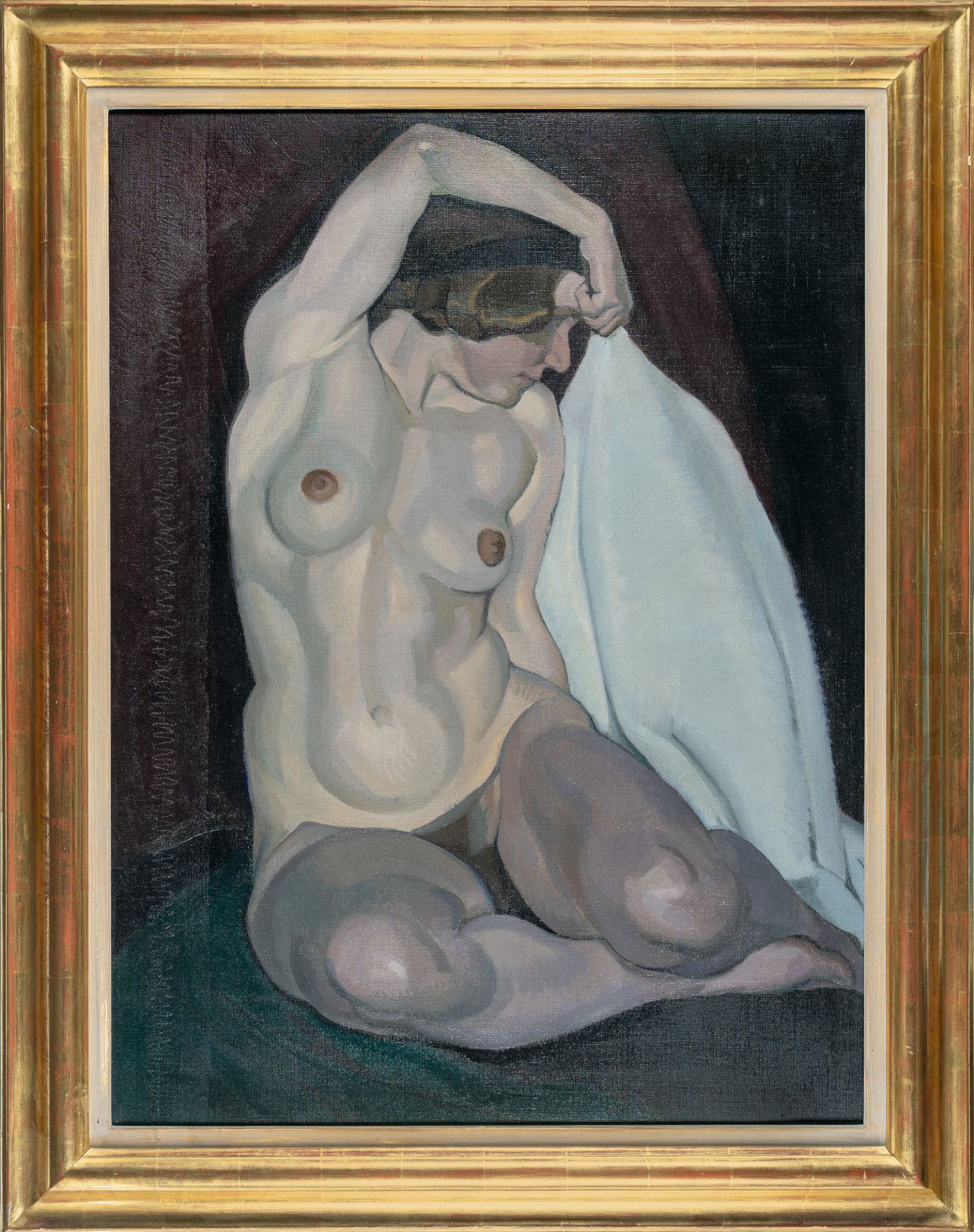 Hermann Grom-Rottmayer (1877 - Wien - 1953), Seated nudeOil on canvas, relined. Ca. 100 x 74 cm. - Image 4 of 4