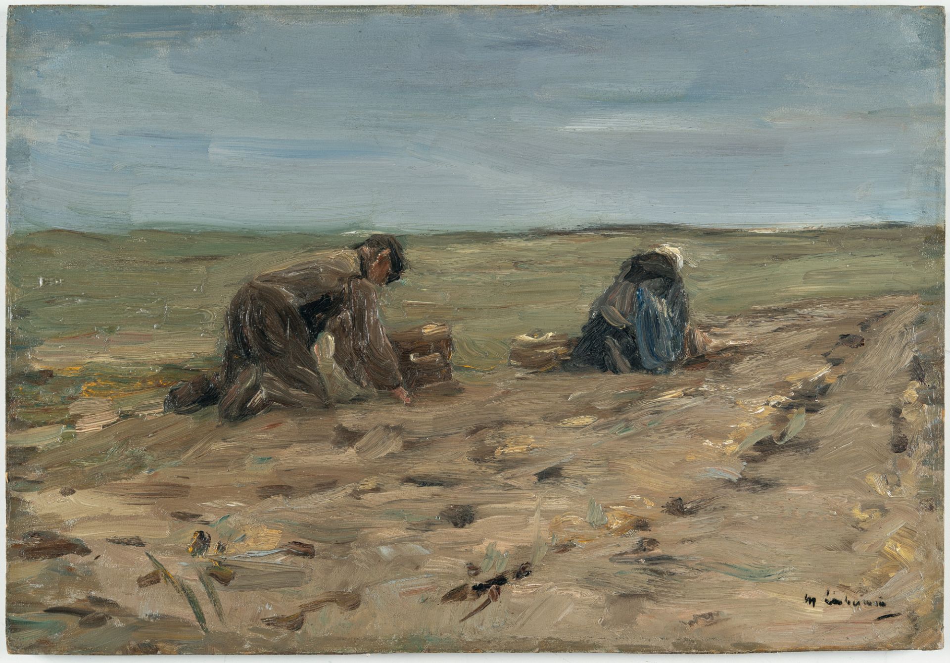 Max Liebermann (1847 - Berlin - 1935) – Kartoffelbuddler in den Dünen (Potato harvest in the dunes) - Bild 2 aus 4