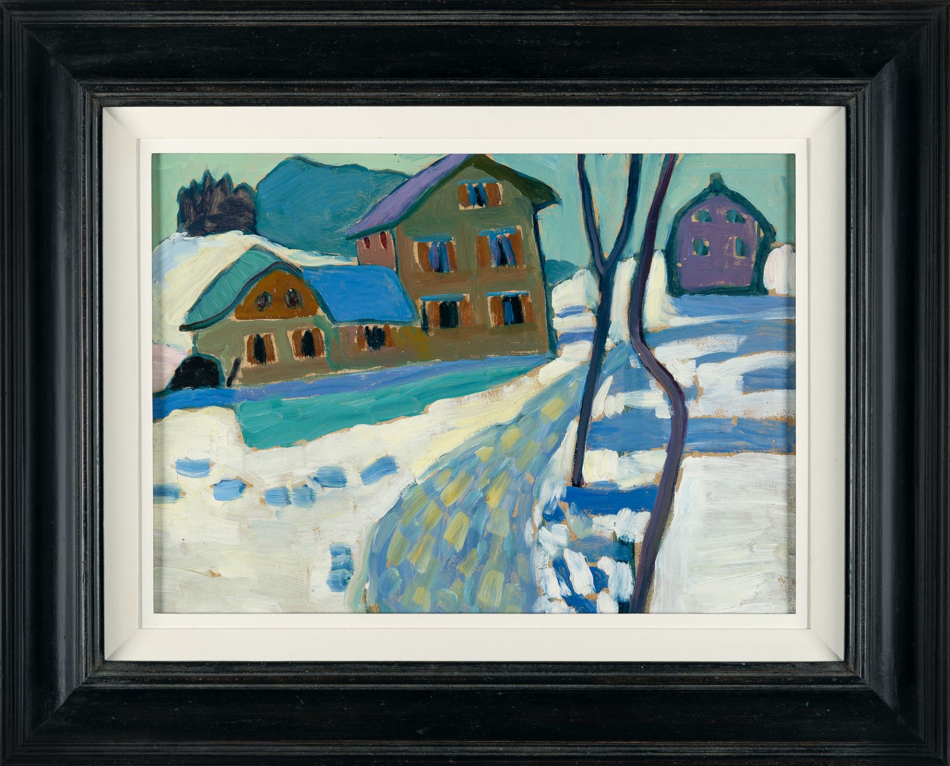 Gabriele Münter (1877 Berlin - Murnau 1962) – Kochel. Schneelandschaft mit Häusern (Kochel. Snowy la - Bild 4 aus 5