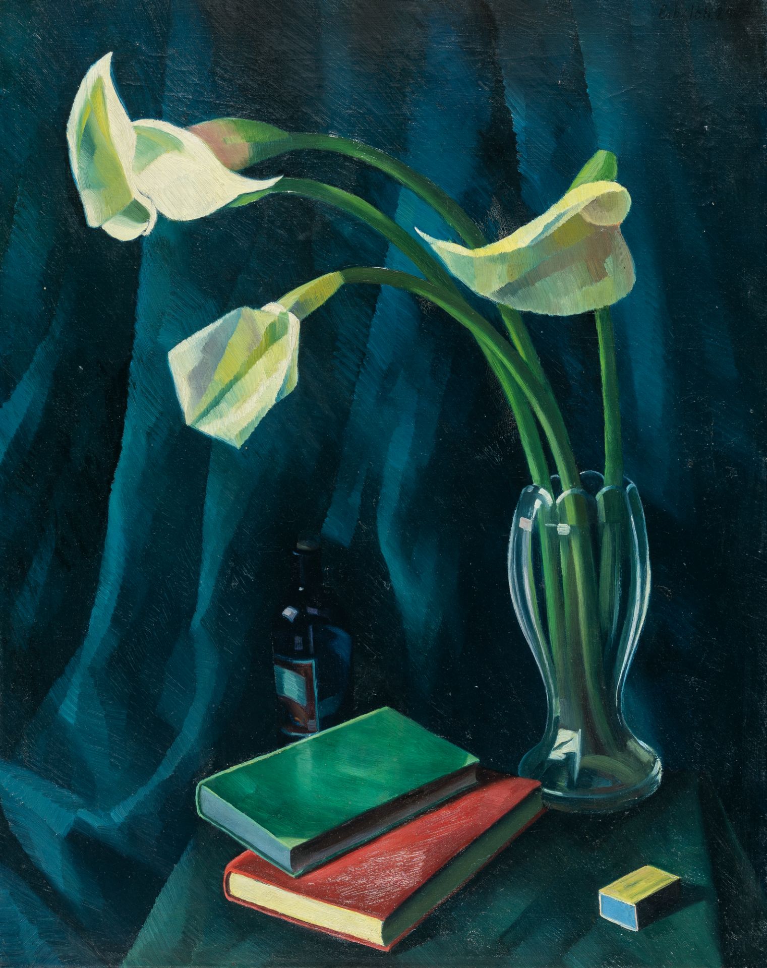 Adolf Erbslöh (1881 New York - Irschenhausen 1947), CallasOil on canvas. (19)24. Ca. 76 x 60.5 cm.