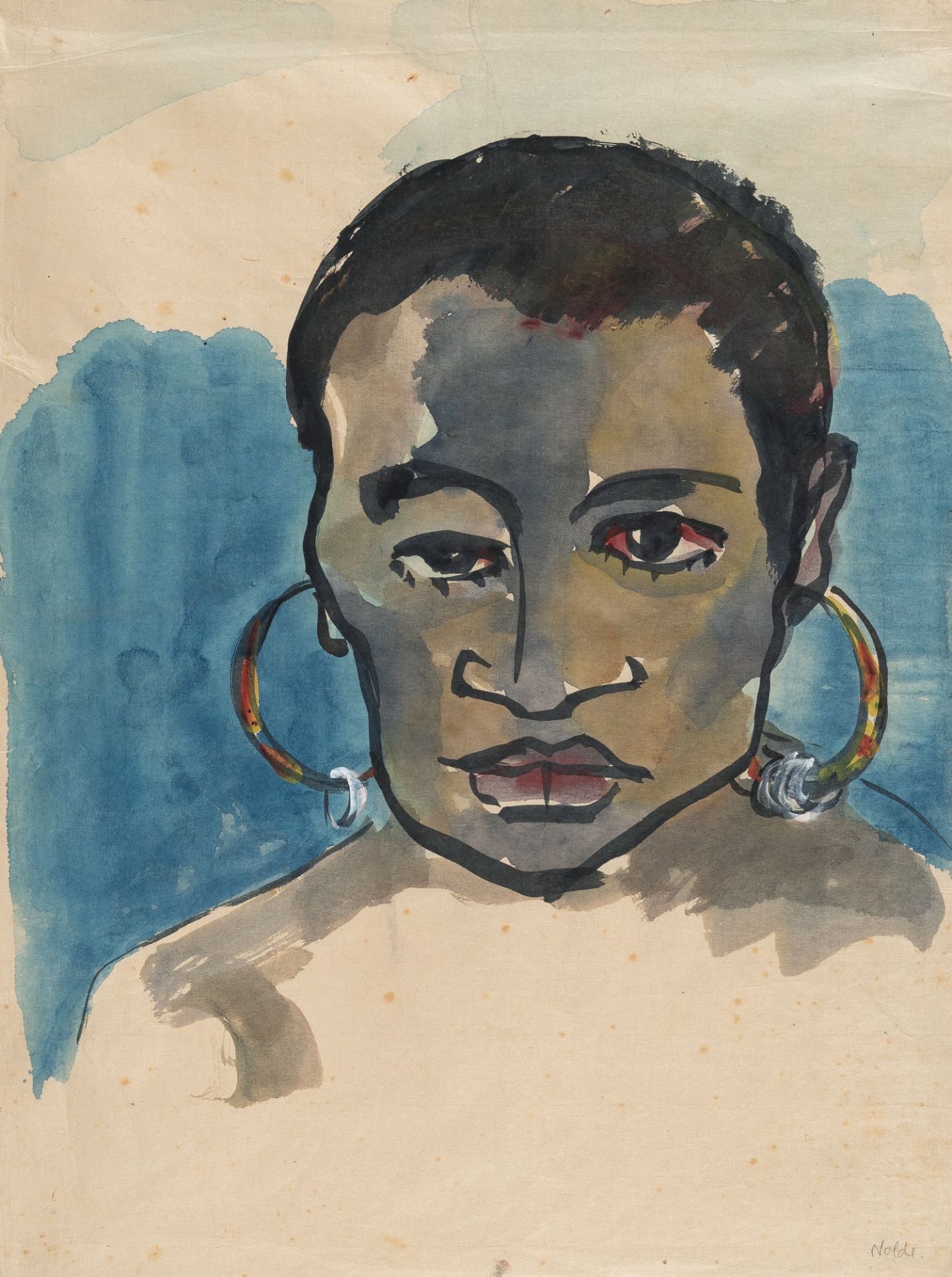 Emil Nolde (1867 Nolde - Seebüll 1956), “Papua woman”Watercolour and Indian ink on Japanese laid