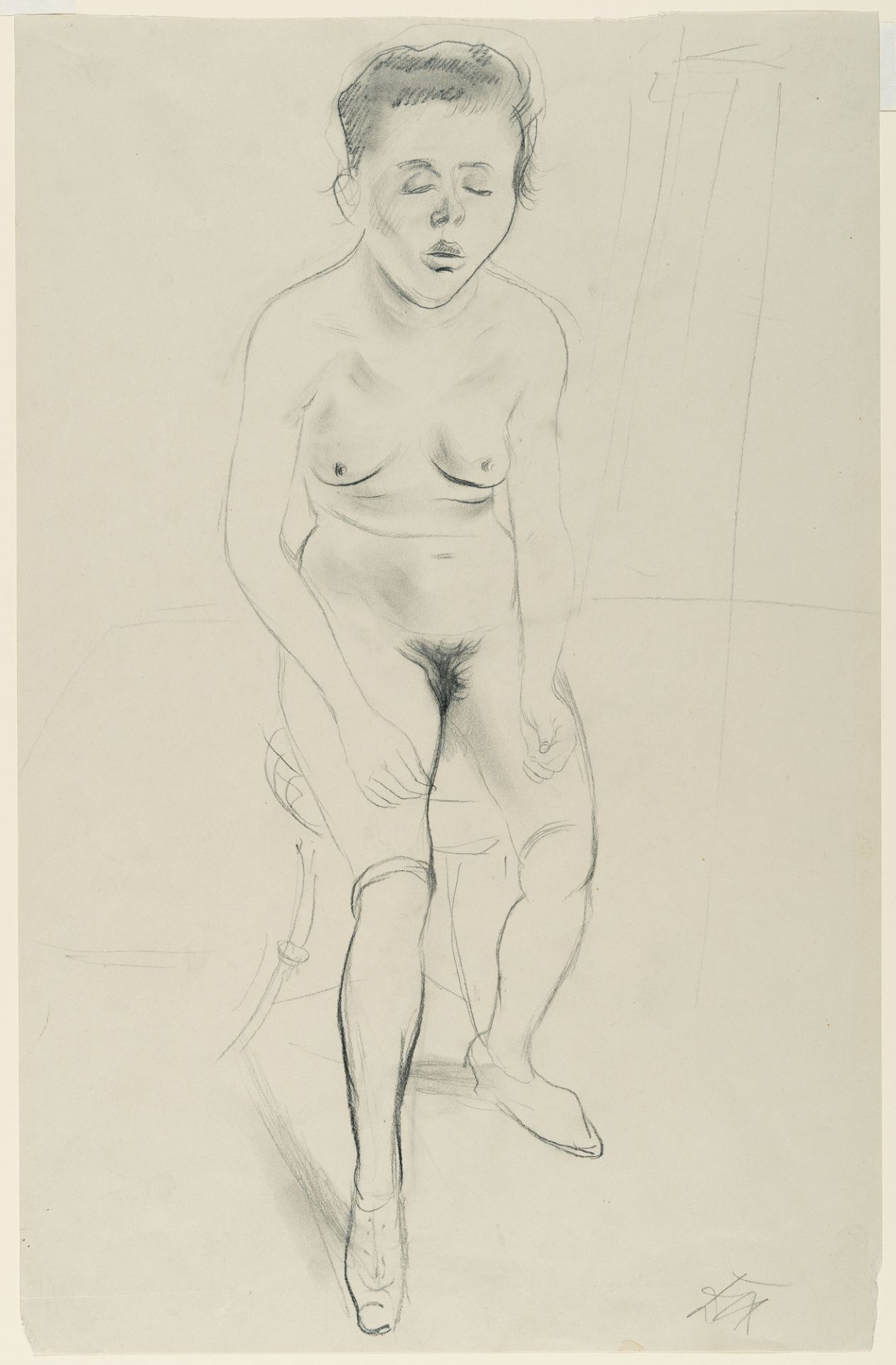 Otto Dix (1891 Untermhaus bei Gera - Singen 1969), Female nude in a chairPencil on pale grey - Image 2 of 3