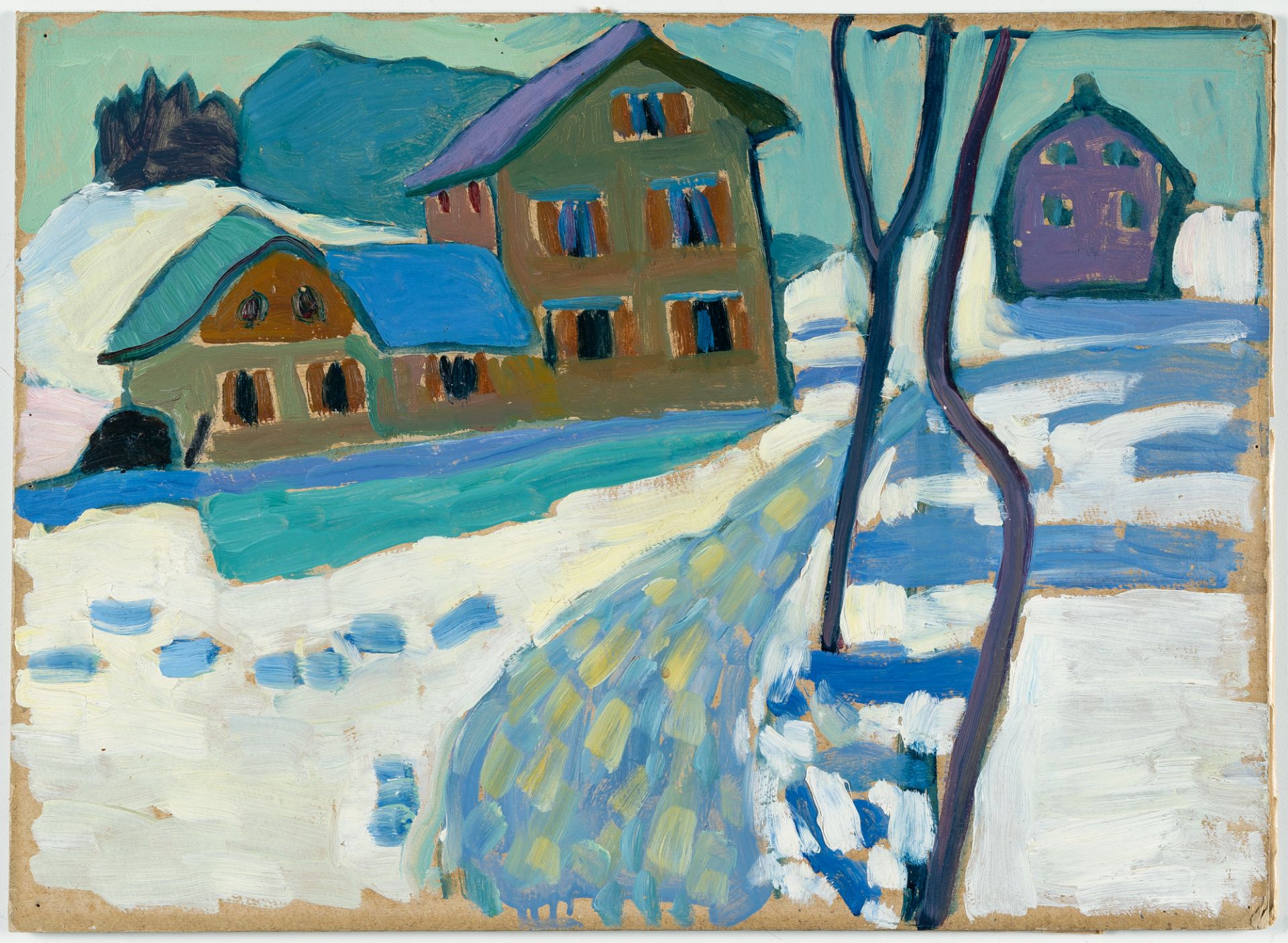 Gabriele Münter (1877 Berlin - Murnau 1962) – Kochel. Schneelandschaft mit Häusern (Kochel. Snowy la - Bild 2 aus 5