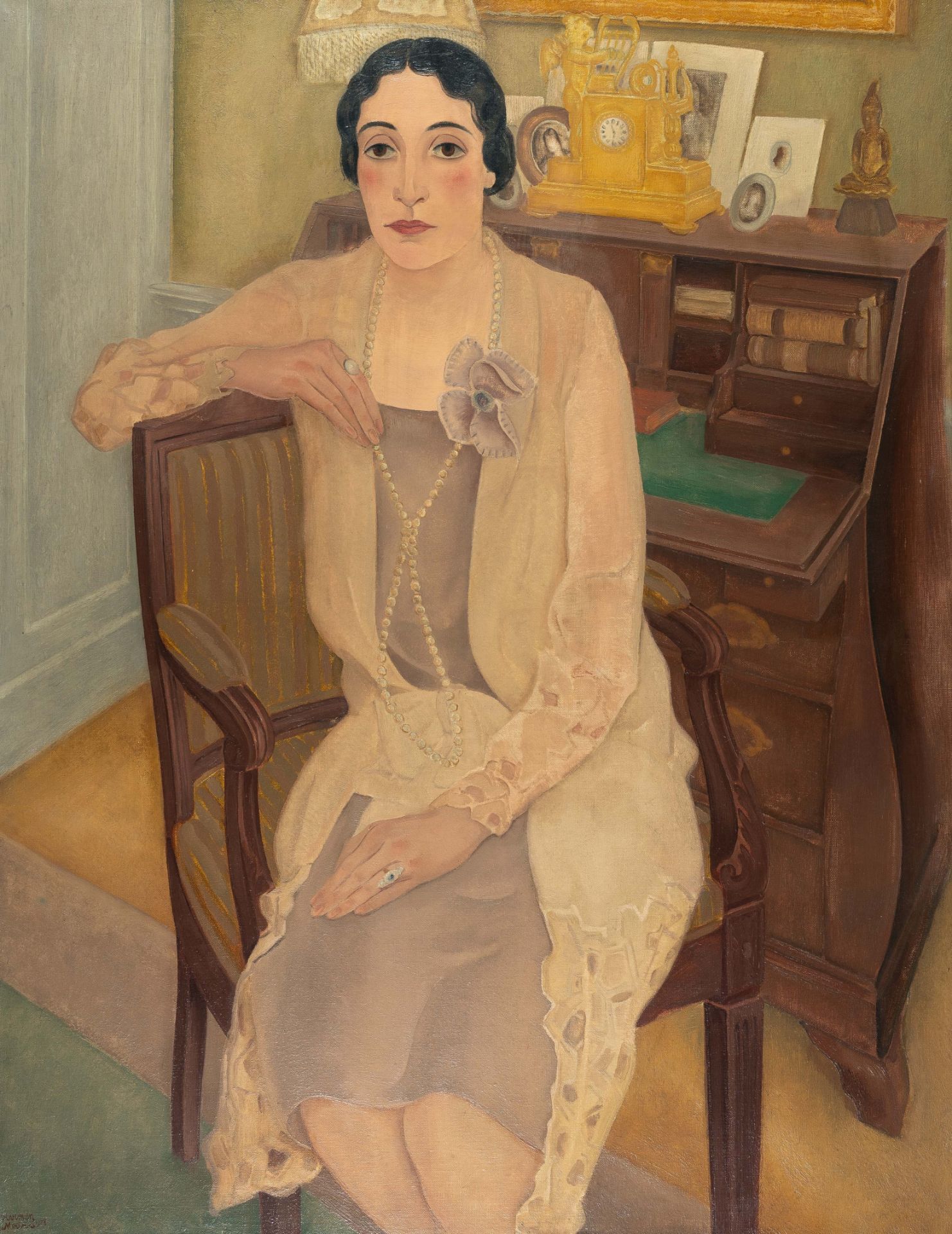 Harmen Hermanus Meurs (1891 Wageningen - Ermelo 1964), Portrait of a lady (S.v.G.)Oil on canvas.