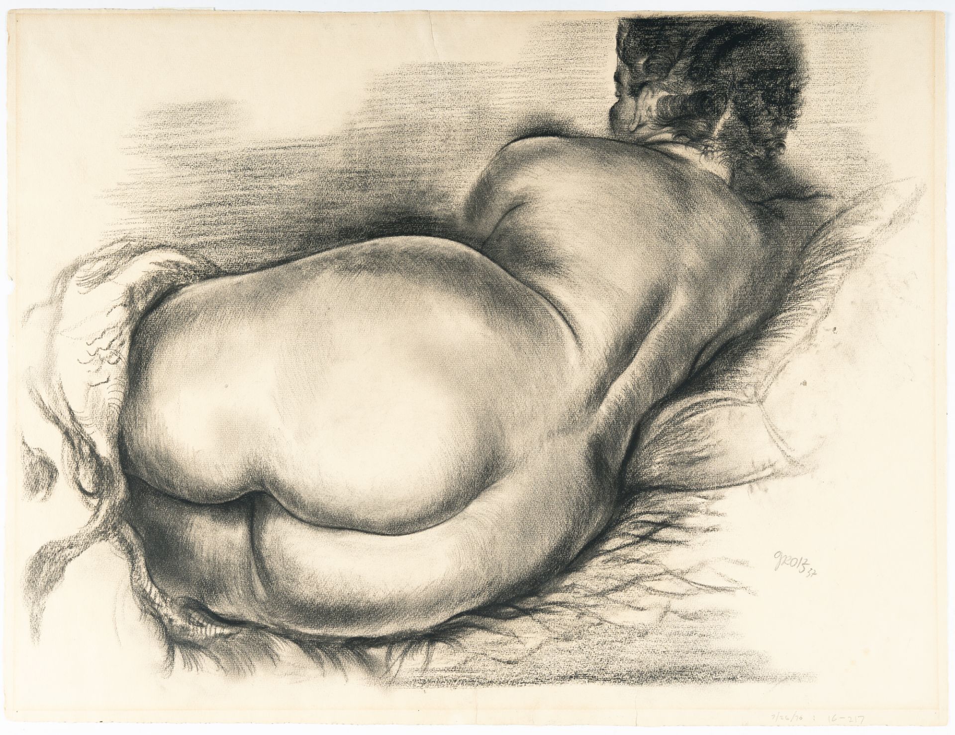 George Grosz (1893 - Berlin - 1959), Recumbent Female NudeCharcoal on Ingres laid paper by - Image 2 of 3