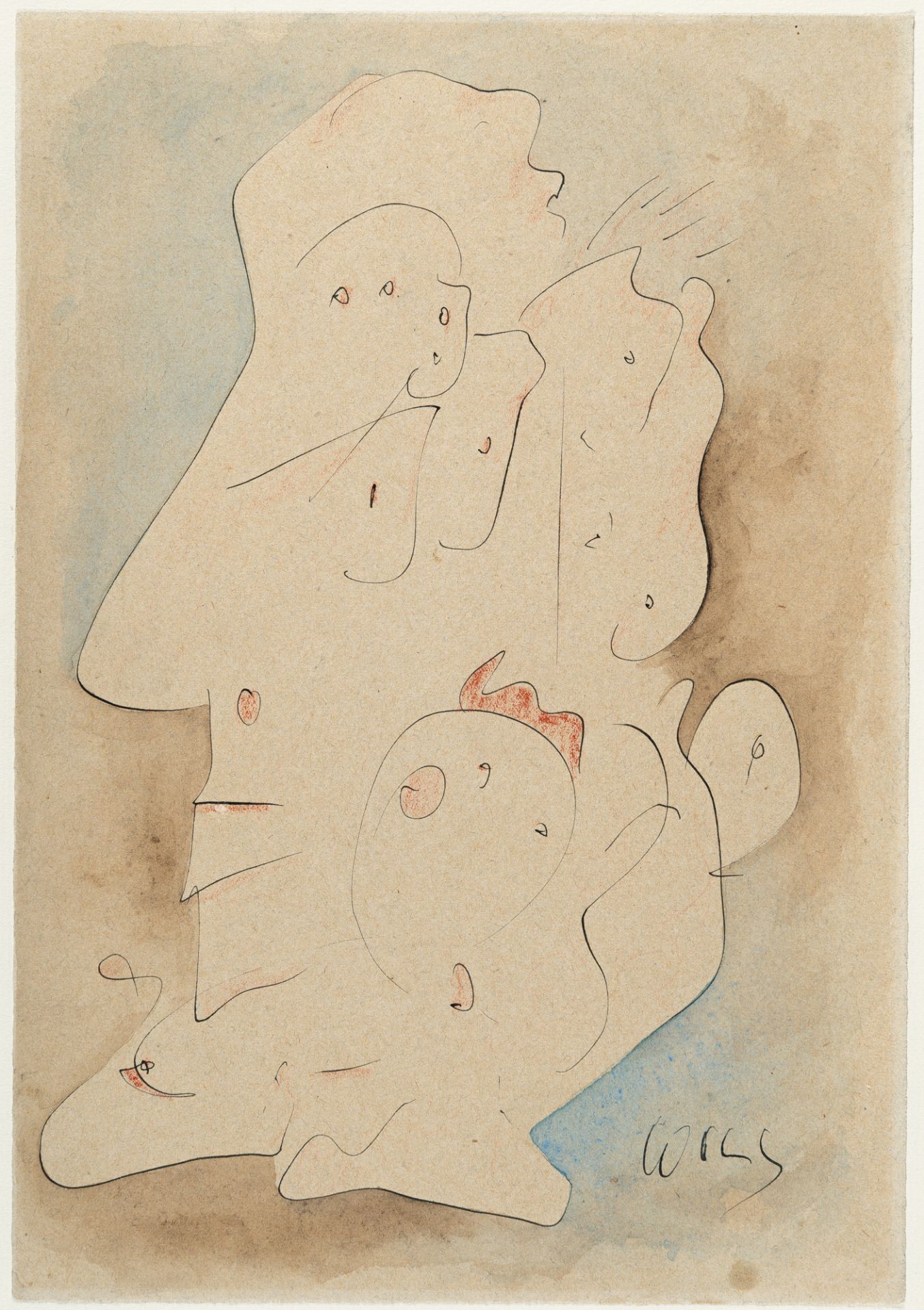 Wols (Alfred Otto Wolfgang Schulze) (1913 Berlin - Paris 1951), Arabesques de Visages et le naseau - Image 2 of 4