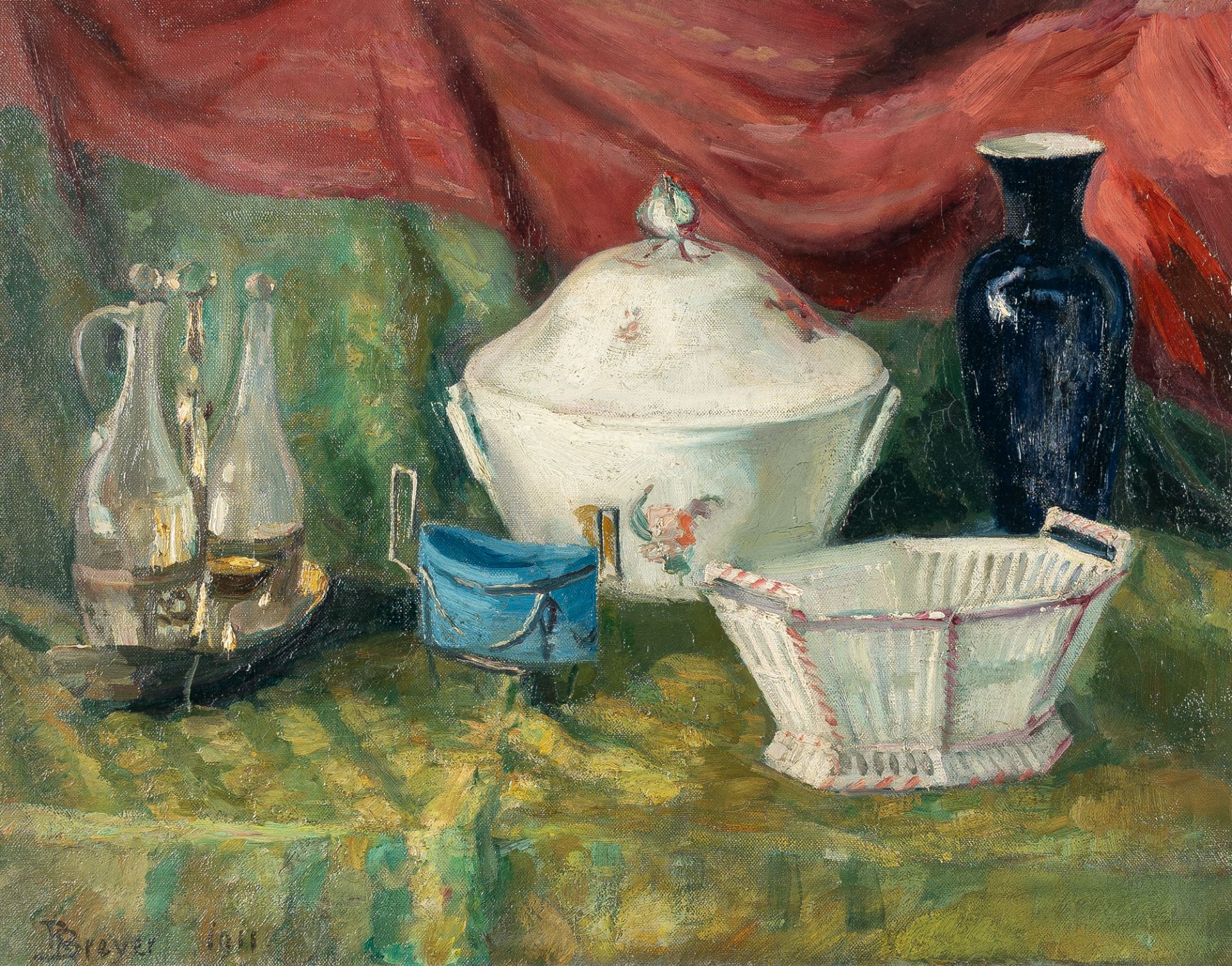 Robert Breyer (1866 - Stuttgart - 1941) – „Stillleben auf grüner Decke“ (Still life on a green cloth