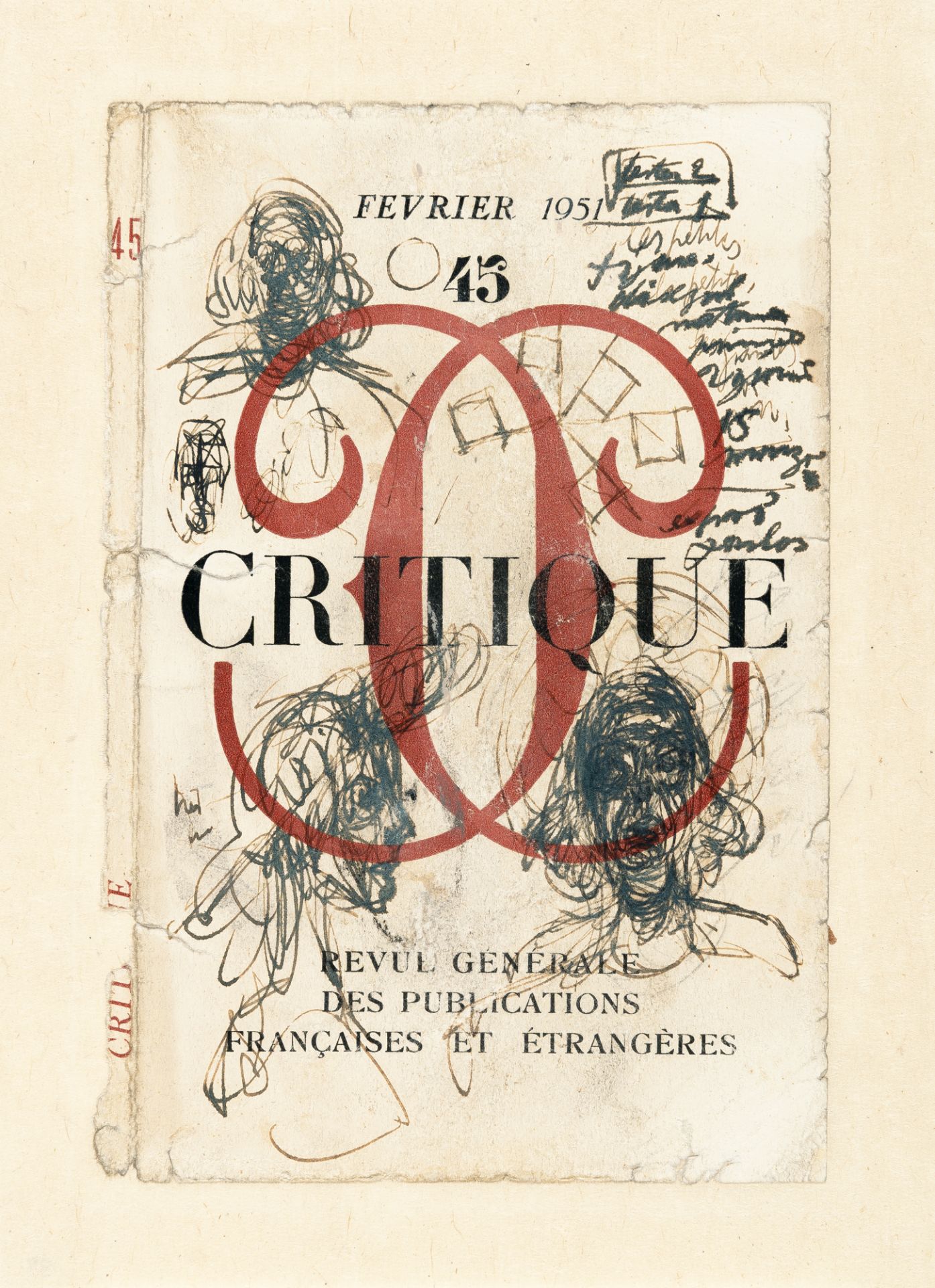 Alberto Giacometti (1901 Borgonovo - Chur 1966), Studies of headsPen and Indian ink on newspaper