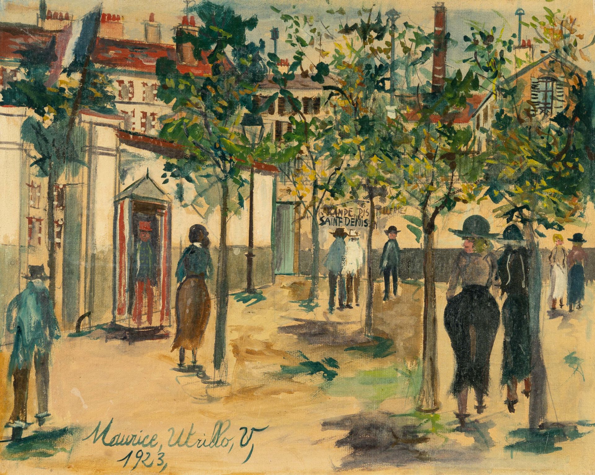 Maurice Utrillo (1883 Paris - Dax 1955), La Distillerie à Saint DenisGouache on paper, laid down