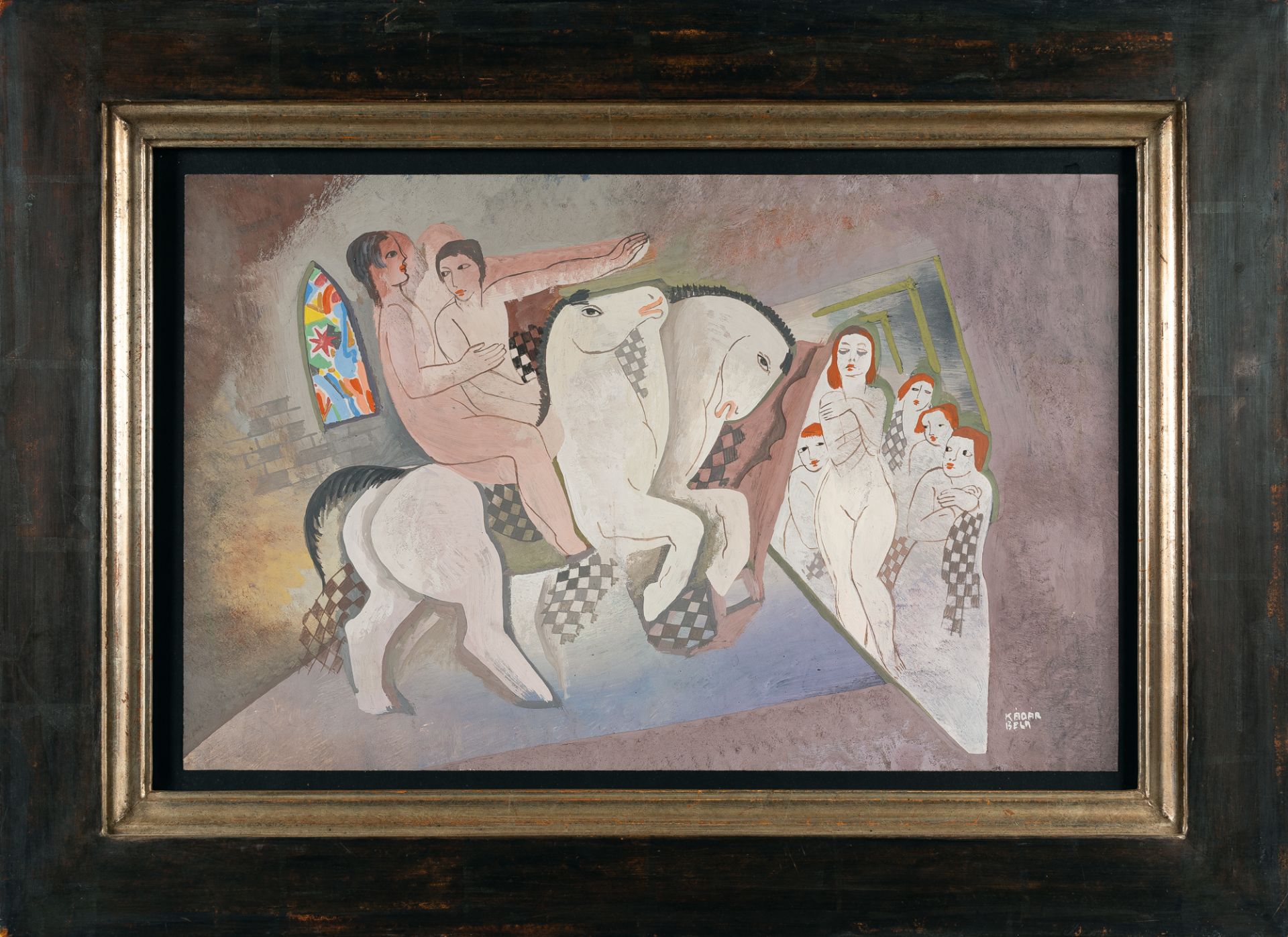 Béla Kádár (1877 - Budapest - 1956) – Reiterpaar mit zwei Pferden (Pair of riders with two horses) - Bild 4 aus 4