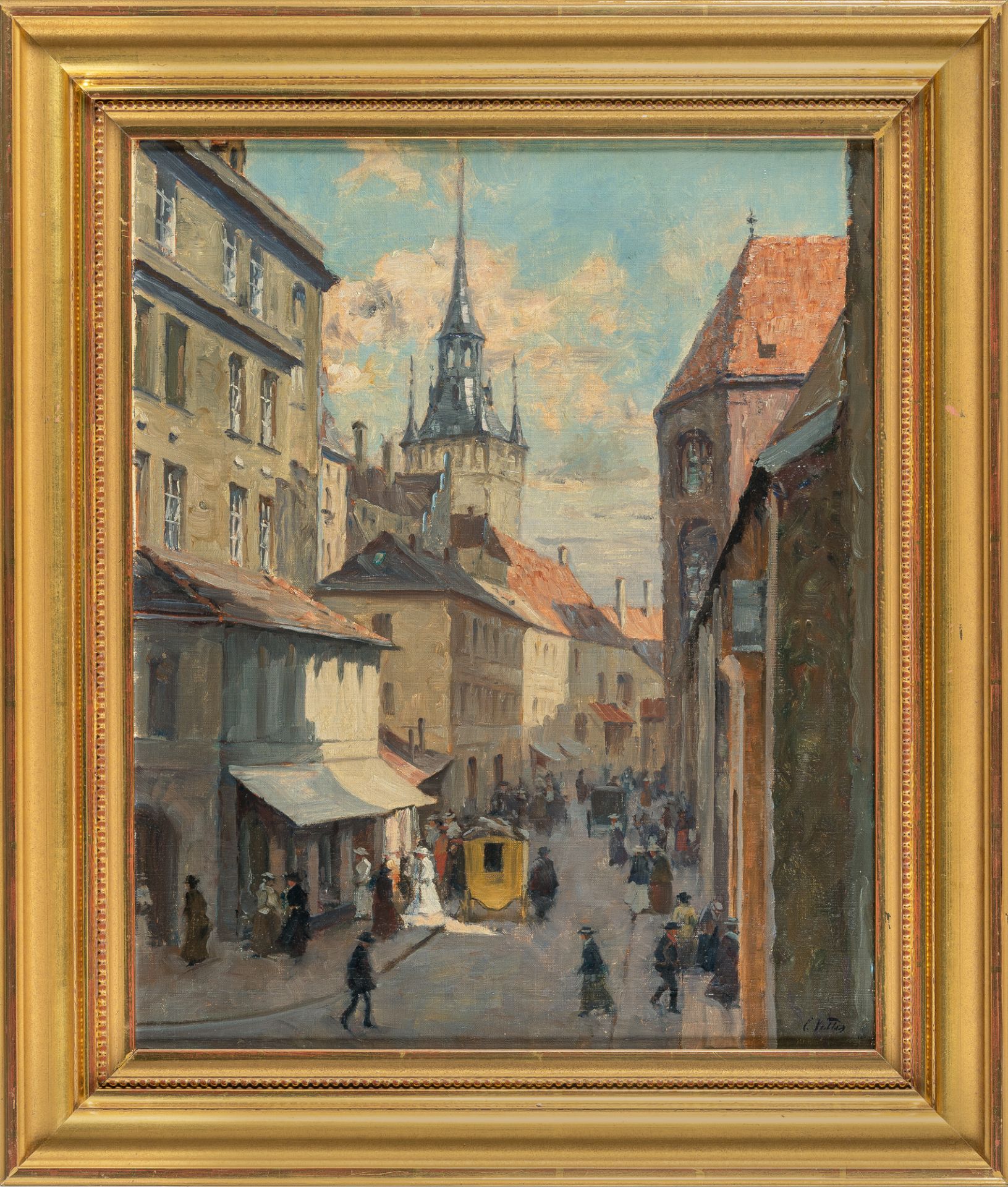 Charles Vetter (1858 Kahlstädt - München 1941), Street scene in Munich with a view of St Peter' - Image 4 of 4