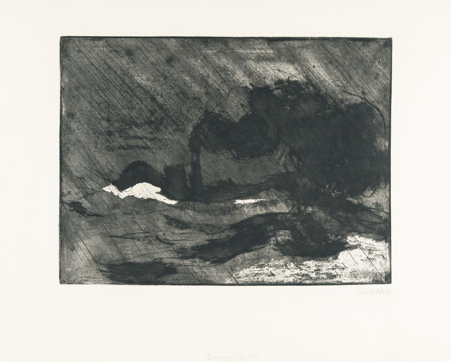 Emil Nolde (1867 Nolde - Seebüll 1956), “Steam ship (gr. Dkl.)”Etching with aquatint and tone