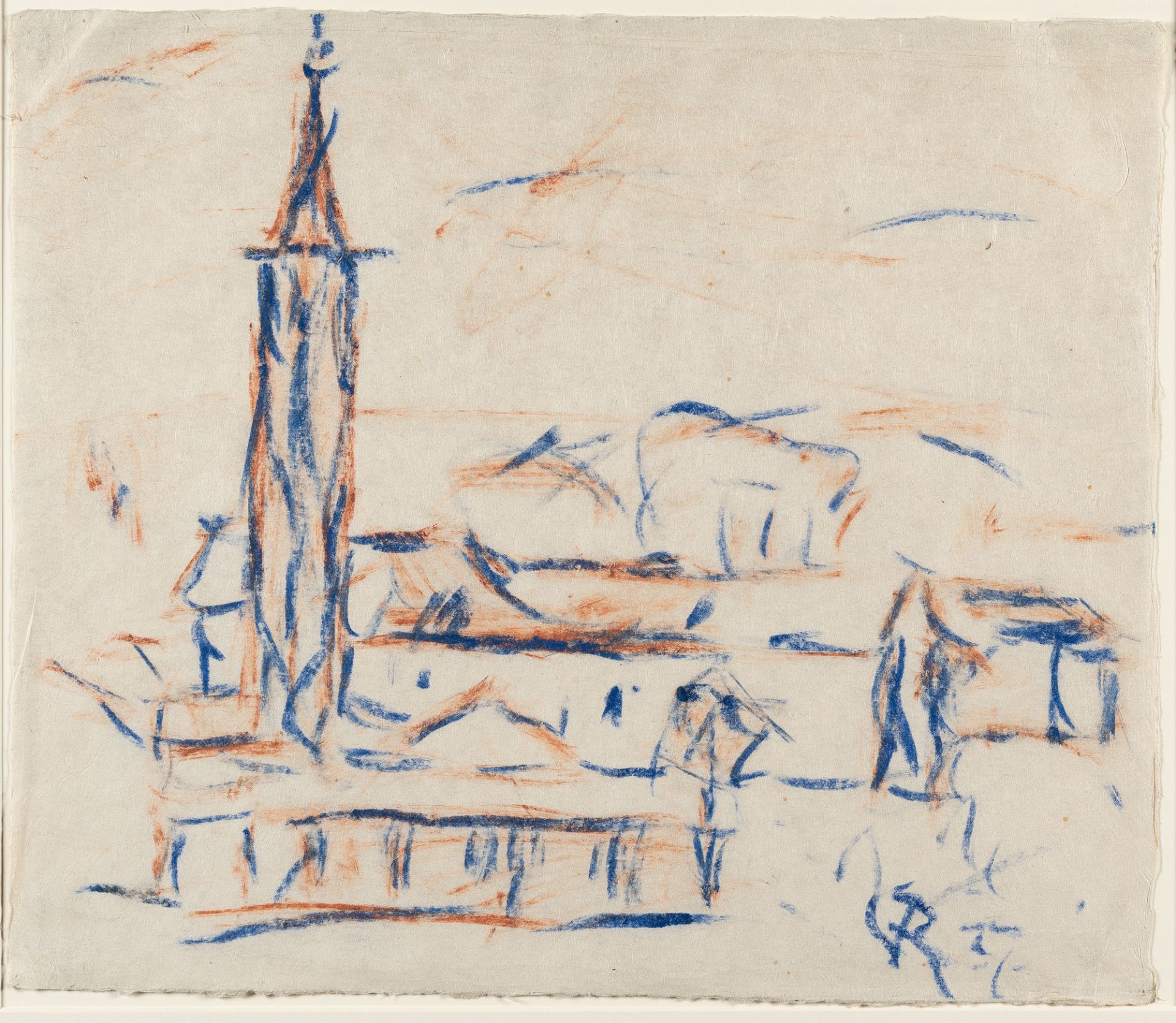 Christian Rohlfs (1849 Niendorf - Hagen 1938), Collegio Church in AsconaBlue and red chalk on - Image 2 of 4