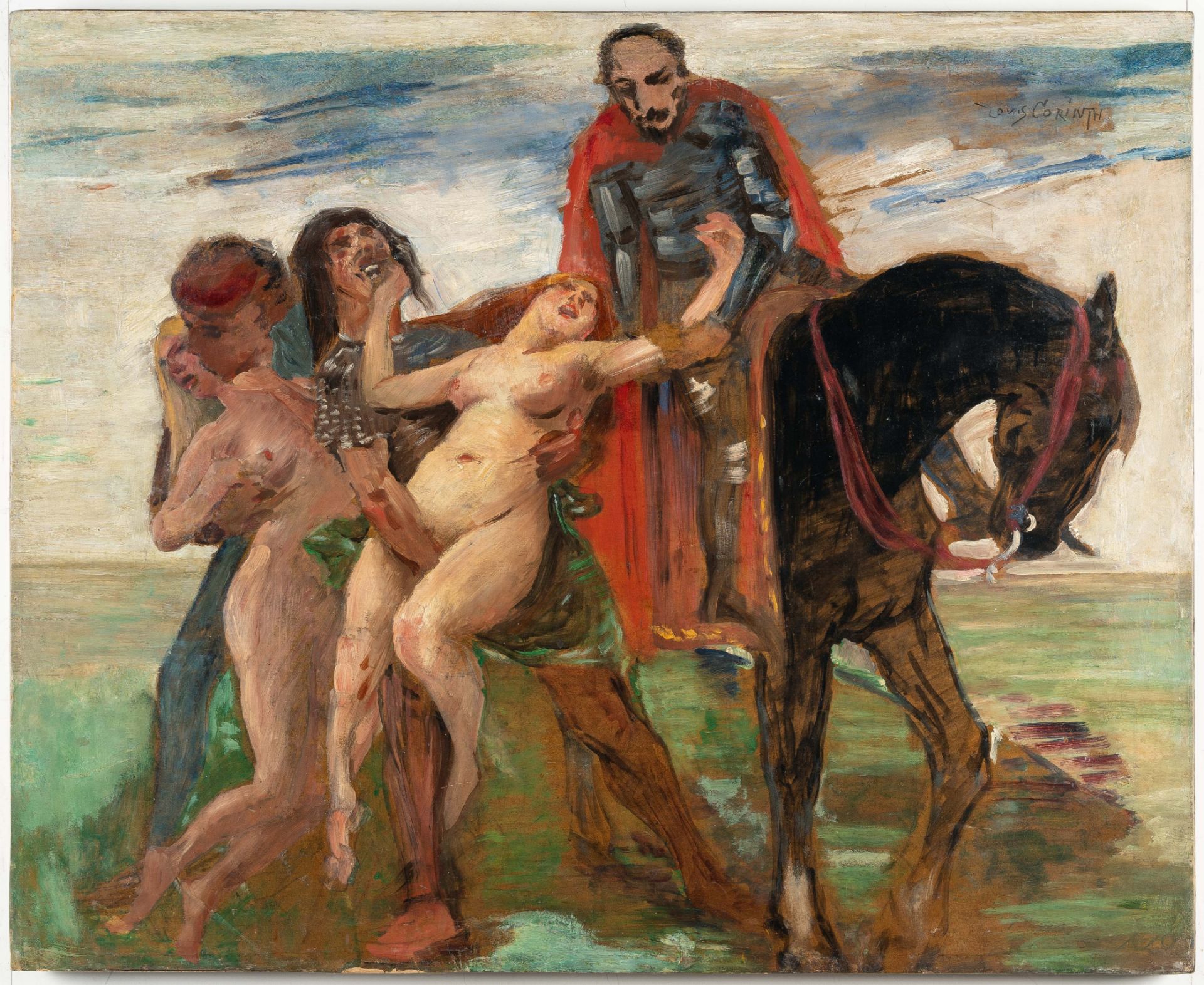 Lovis Corinth (1858 Tapiau/Ostpreußen - Zandvoort 1925), Abduction scene – Design (Rape of the - Image 2 of 4