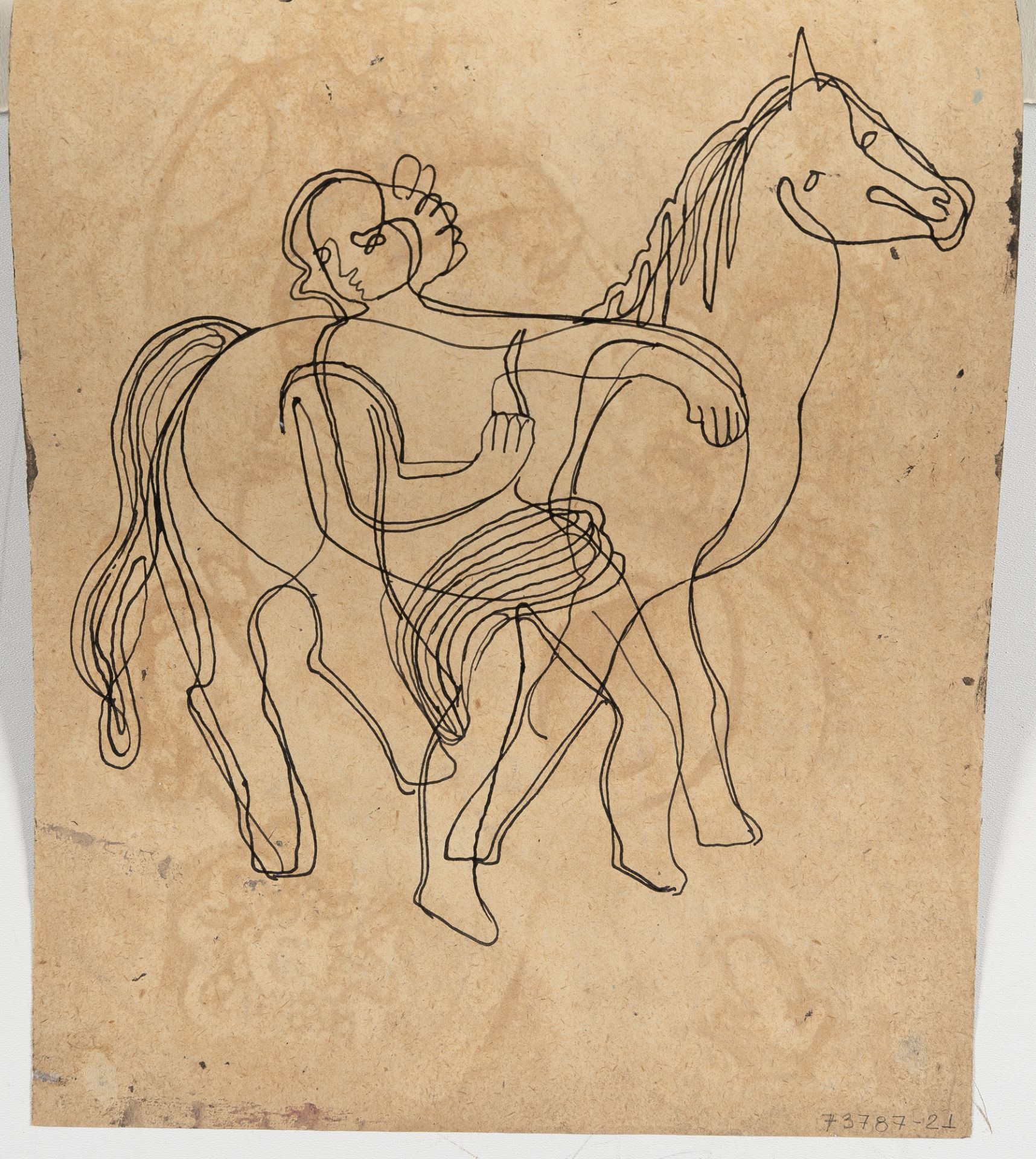 Béla Kádár (1877 - Budapest - 1956), Recto: Two horses – Verso: Figure with a horseGouache and - Image 3 of 4