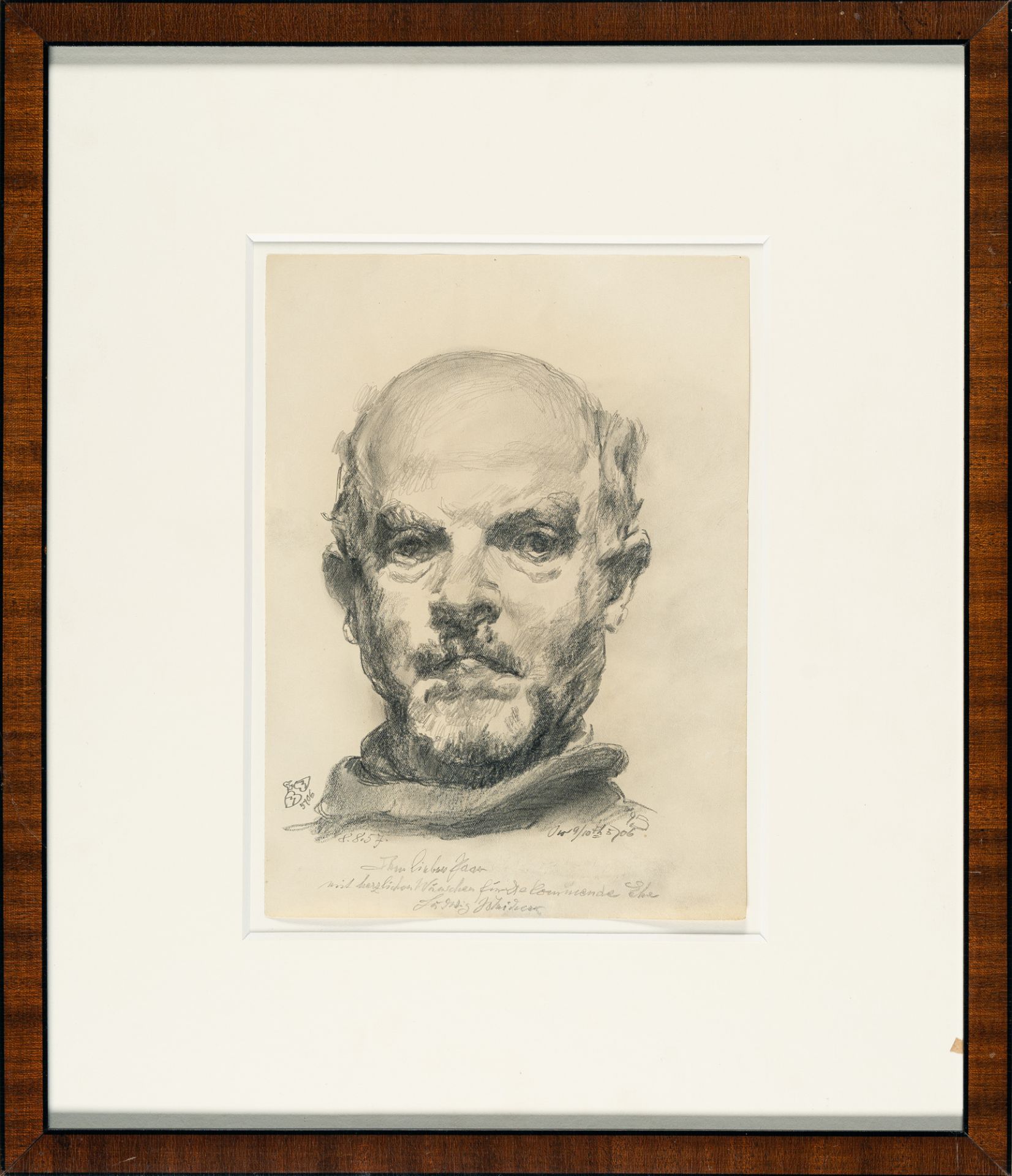 Ludwig Meidner (1884 Bernstadt/Schlesien - Darmstadt 1966), Self portraitPencil on paper. (1946). - Image 4 of 4