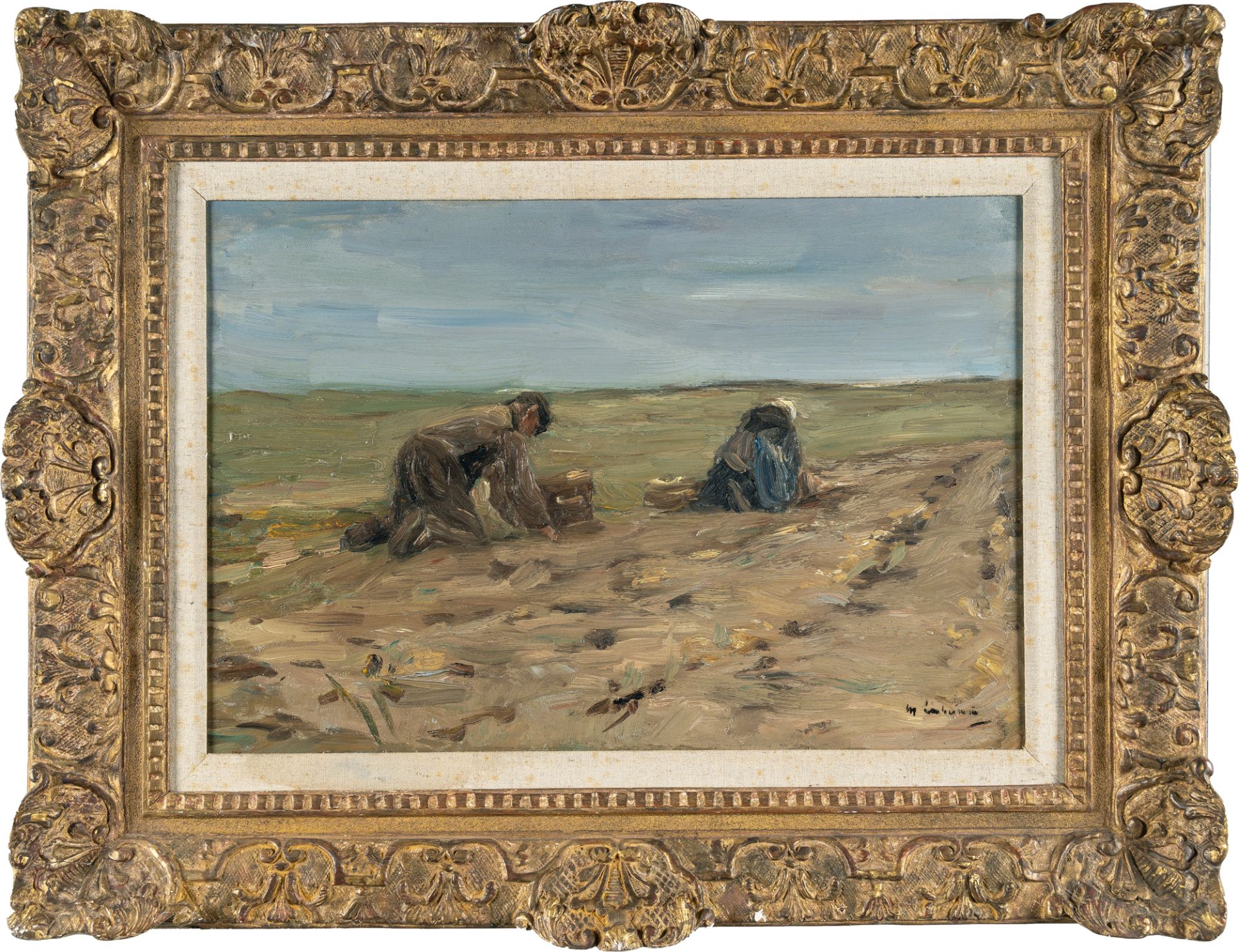 Max Liebermann (1847 - Berlin - 1935) – Kartoffelbuddler in den Dünen (Potato harvest in the dunes) - Bild 4 aus 4