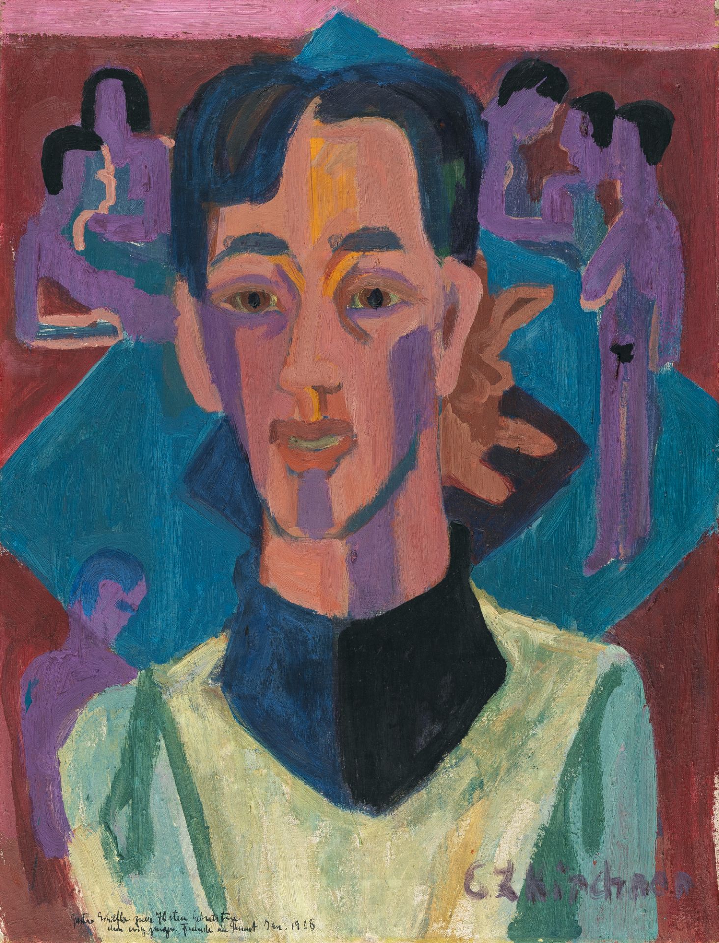 Ernst Ludwig Kirchner (1880 Aschaffenburg - Frauenkirch/Davos 1938) – „Kopf Wehrlin“ (Head Wehrlin) - Image 4 of 4