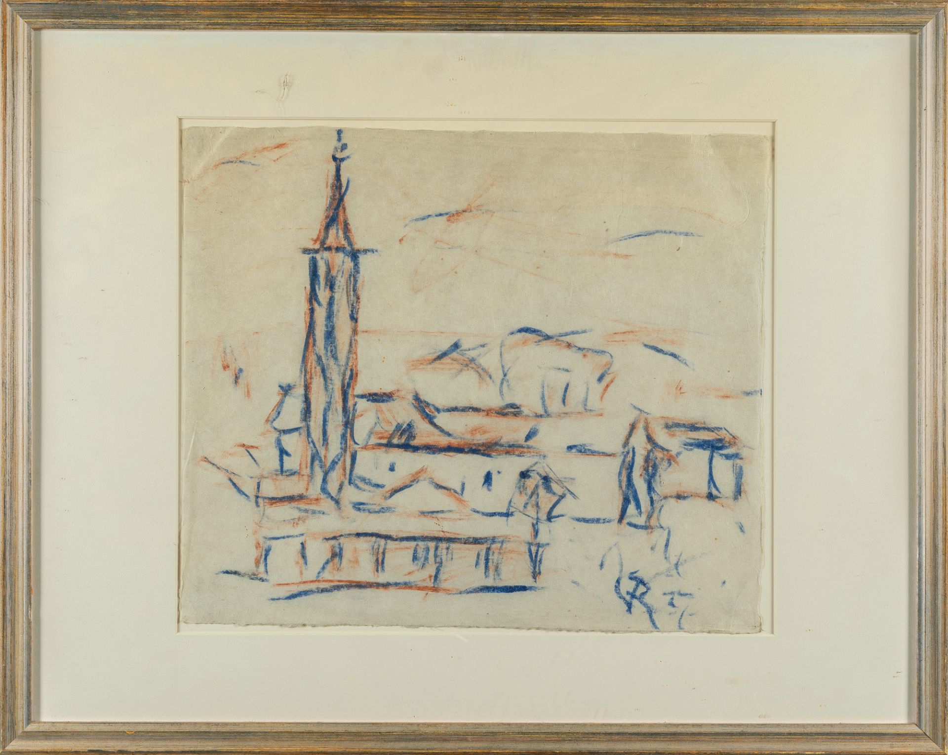 Christian Rohlfs (1849 Niendorf - Hagen 1938), Collegio Church in AsconaBlue and red chalk on - Image 4 of 4