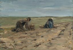 Max Liebermann (1847 - Berlin - 1935) – Kartoffelbuddler in den Dünen (Potato harvest in the dunes)
