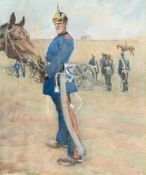 Eduard Thöny (1866 Brixen - Holzhausen 1950) – Soldat der Bayerischen Chevauleger mit Pferd (Soldier